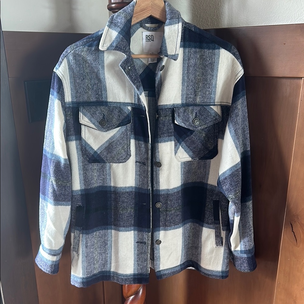 RSO Blue and Cream Plaid Jacket